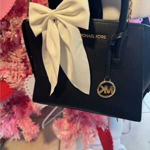 Michael Kors Black Satchel with White Accent